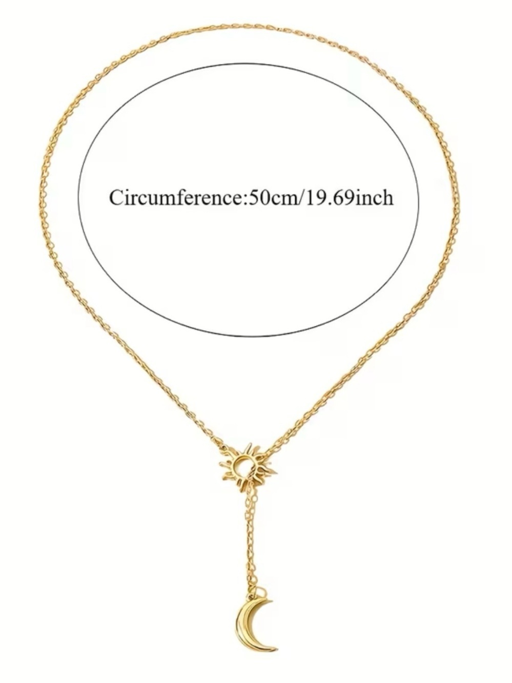 NEW! Elegant Gold Sun and Crescent Moon Lariat Necklace. Sun & Moon ☀️🌙 A6-211 - Picture 4 of 4